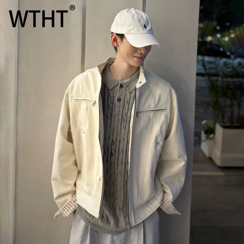 

WTHT модные осенние мужские свободные пальто на молнии 2025 года, модные куртки в американском стиле с длинными рукавами и воротником-стойкой, мужские 2A1892