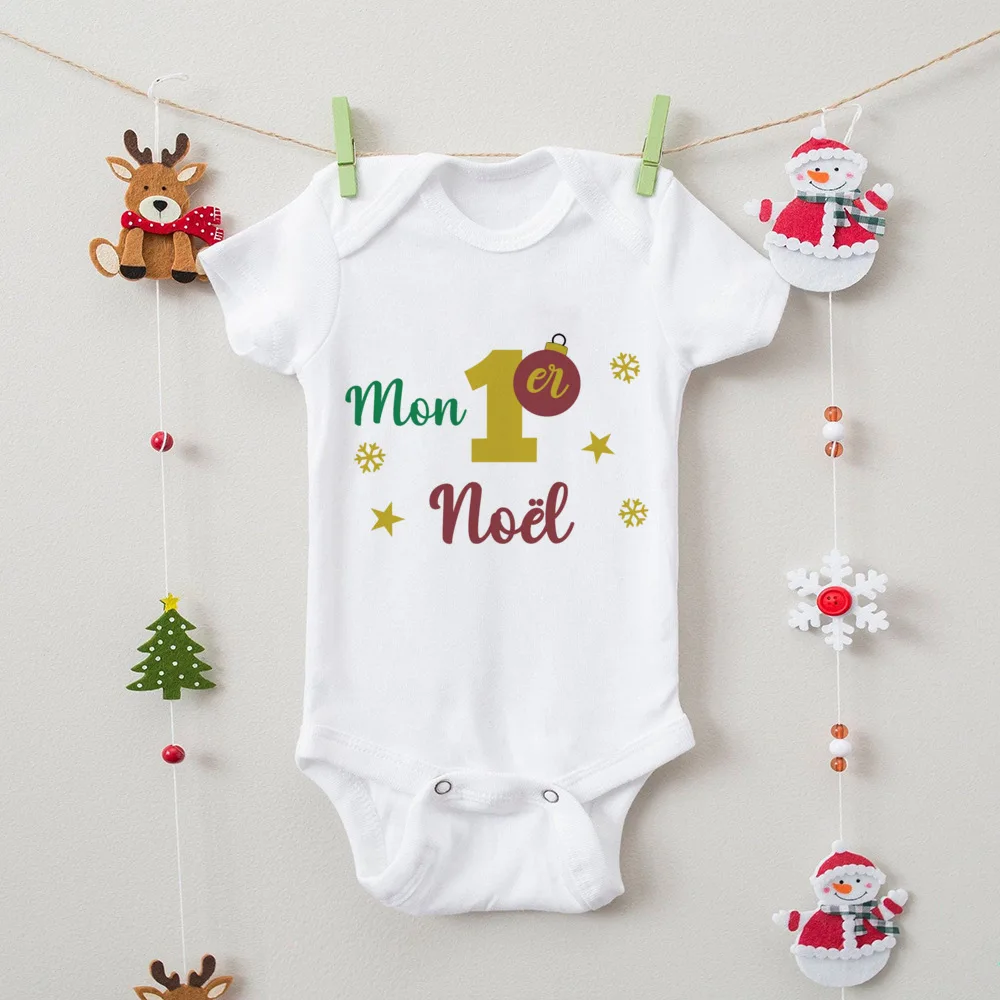 First Christmas Newborn Bodysuit Body Baby Clothes Kids Playsuit Xmas Party Gift Boys Girls Rompers Short Sleeve Infant Jumpsuit