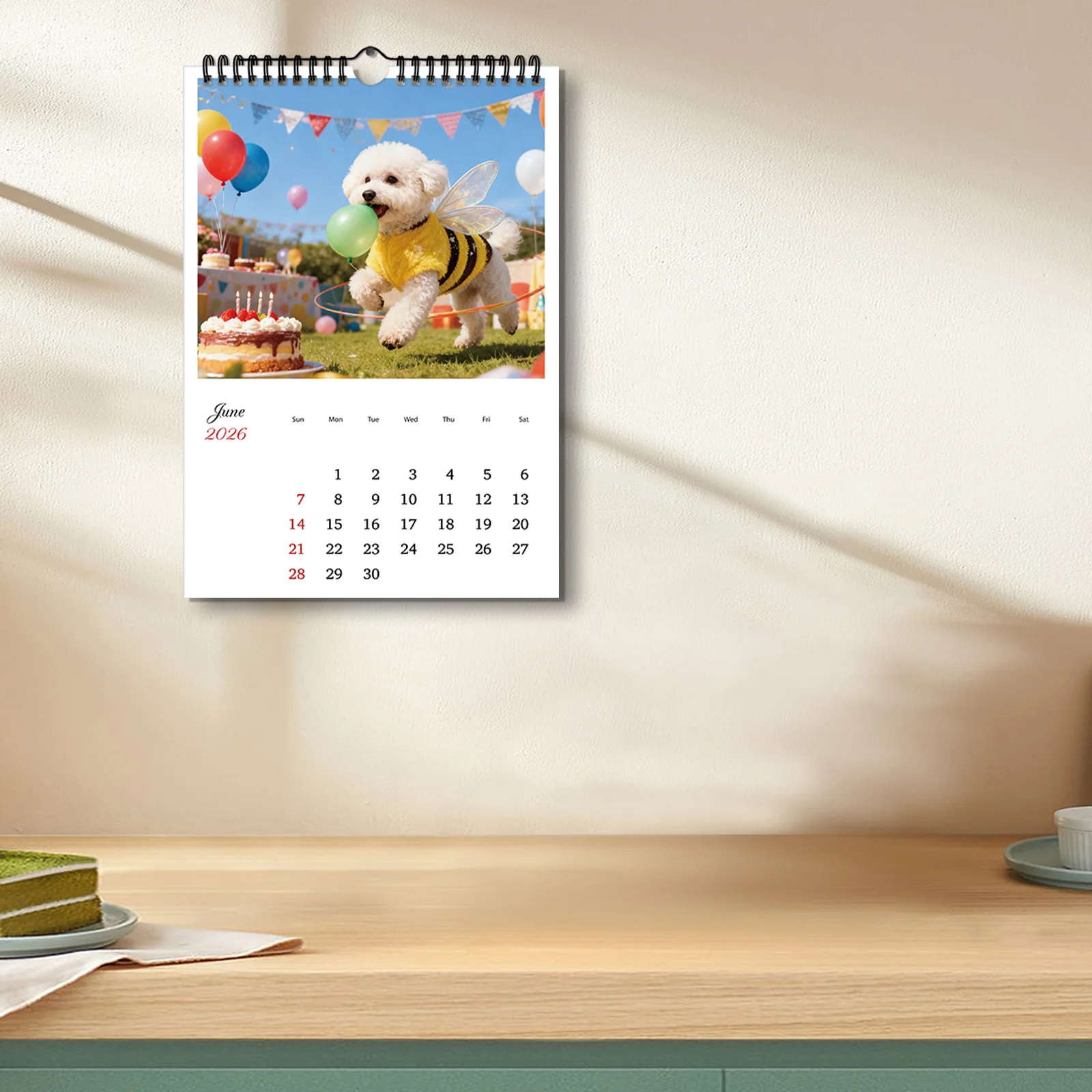 ปฏิทินสุนัขน่ารักธีมผึ้ง 1 ชิ้น ปี 2026 เหมาะสำหรับตกแต่งบ้านของคนรักสัตว์เลี้ยง ทำเป็นของขวัญธีมสัตว์เลี้ยงที่นุ่มนวลและน่ารัก