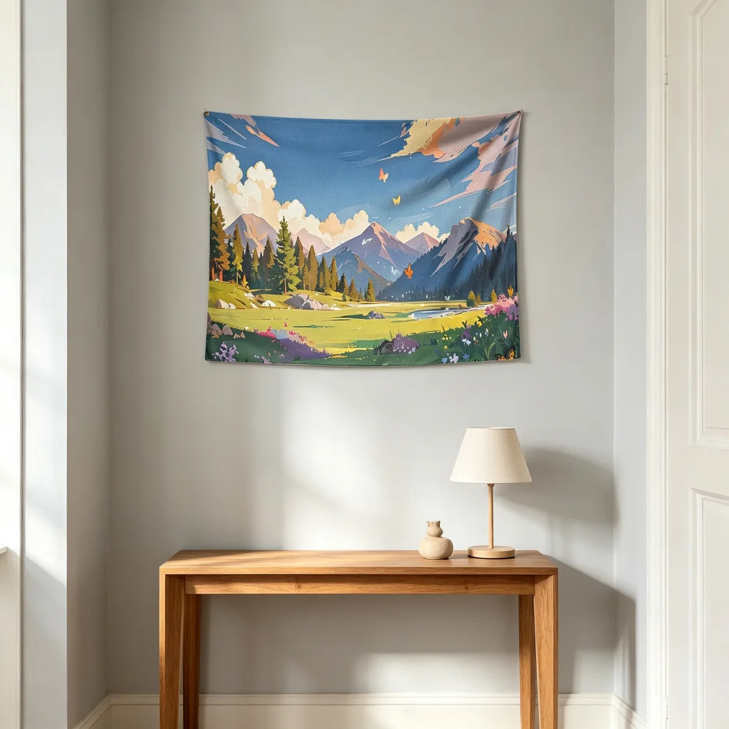 1PC Mountain Scenery Print Backdrop Banner, Bedroom Living Room Photo Background, Polyester Wall Hanging, Home Decor, Wall Art