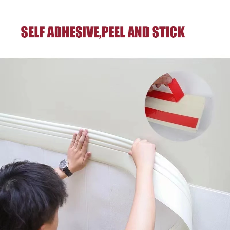 3M NBR Wood Grain Peel And Stick Skirting Board Flexible Self-Adhesive Molding Trim for Home Decorative Waist Line