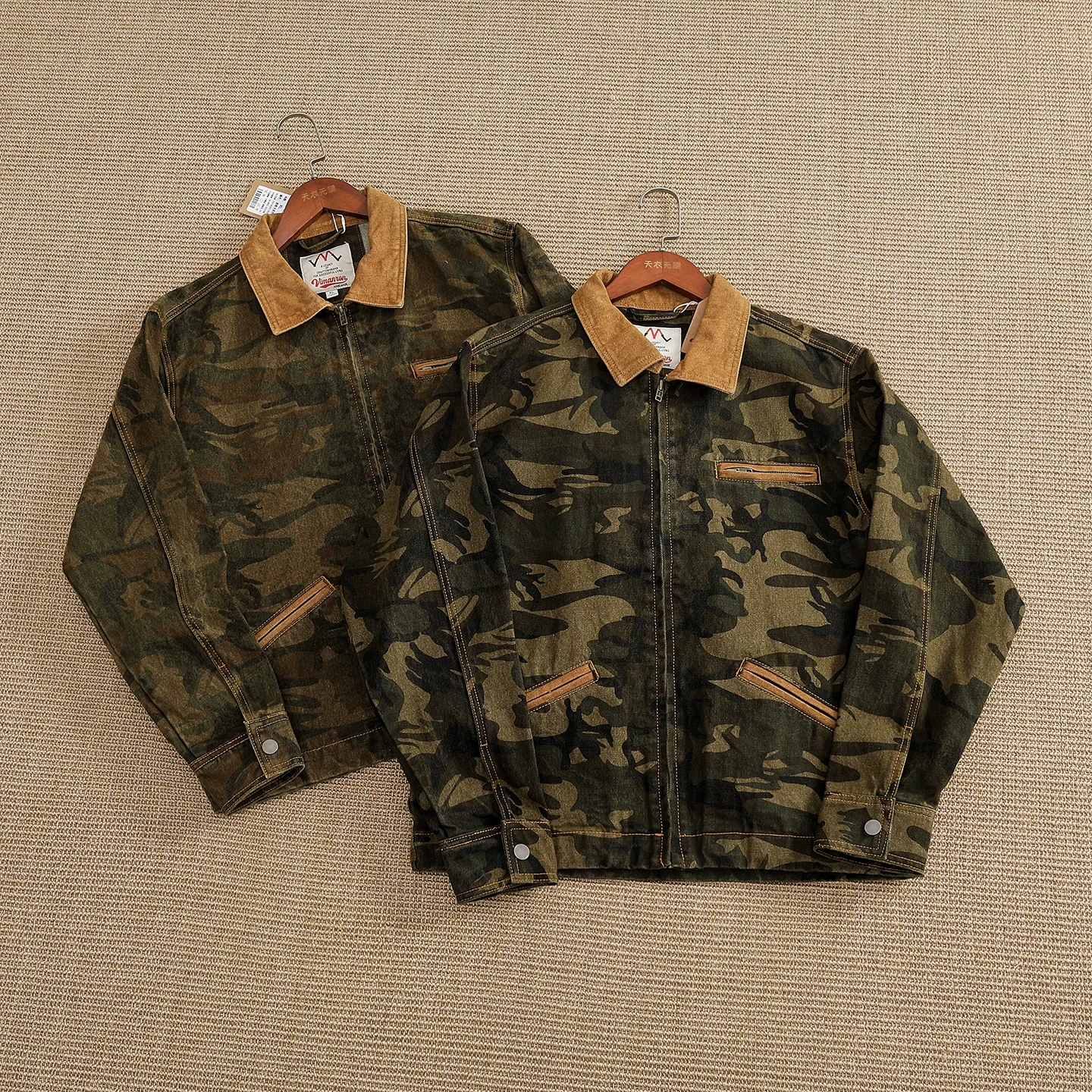 American Vintage Camouflage Denim Jacket 2026 Autumn Casual Fashion Loose Street Style Men's Contrasting Color Lapel Coat