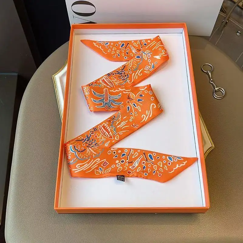 Versatile multifunzionale delle donne twill nastro cravatta borsa manico nastro fascia vendita calda piccola sciarpa sciarpa di seta 5 * 90 cm