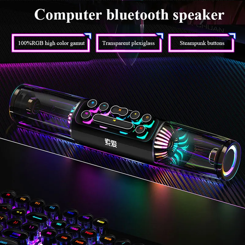 Imagem -02 - Gaming Bluetooth Speaker Rgb Soundbar Computador Surround 3d Subwoofer Coluna sem Fio Centro de Música Áudio Laptop pc tv Soaiy-sh19s