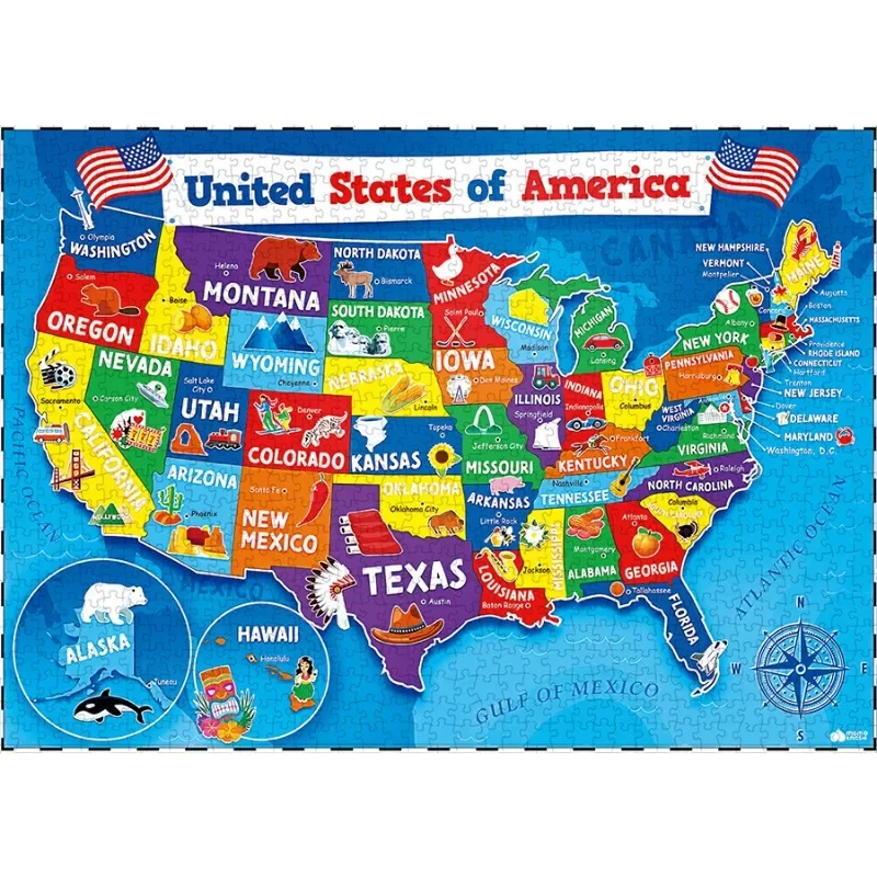 70*50cm Adult Puzzle 1000 Pieces Paper Jigsaw Puzzles The USA Map Famous Paintings Series Learning Education Craft Toys Gifts