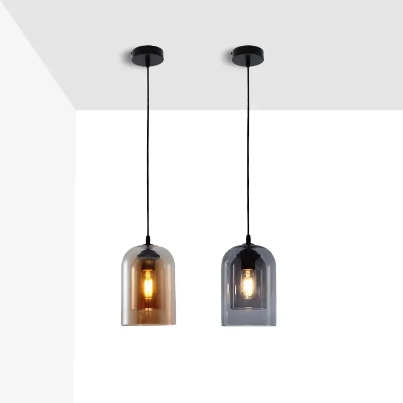 Imagem -05 - Nordic Gray Glass Led Pendant Lamp Modern Hanging Lighting Arte de Luxo Restaurante Bar Hotel Quarto Cabeceira Luzes de Suspensão E27