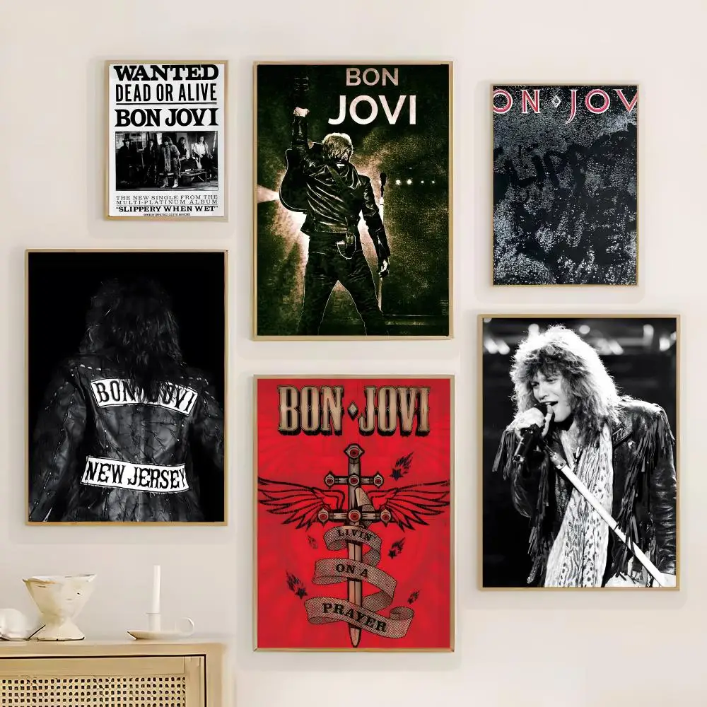 Pôster de arte de parede com música B-Bon J-Jovi, pôster impresso para sala de estar, quarto, decoração de casa
