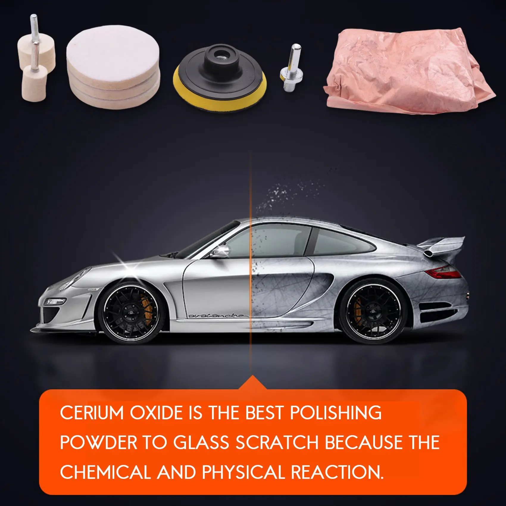 8Pcs 120G Cerium Oxide Glass Polishing Powder Kit for Deep Scratch Remover for Windscreen Windows Glass Cleaning Scratch