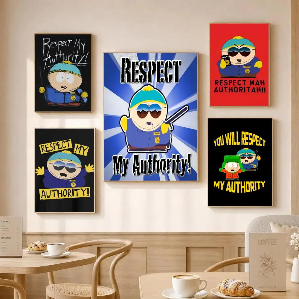 Respect My Authority S-South P-Park Poster Wall Art Poster Sticker For Living Room Bar Bedroom Home Decoration