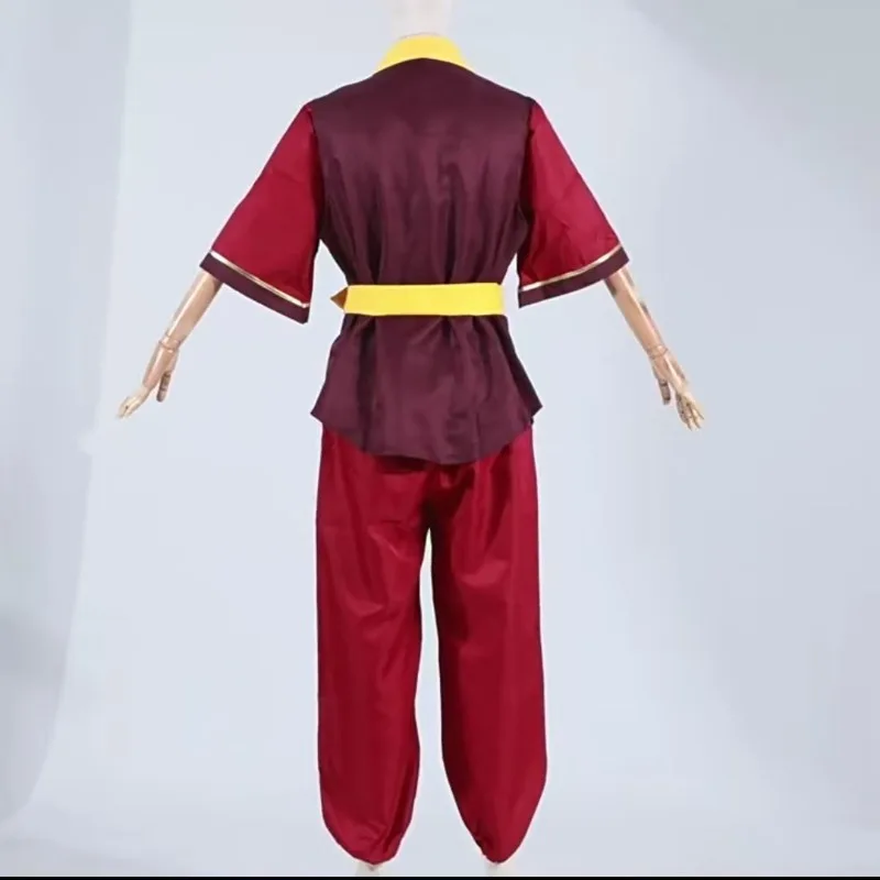 Zuko Cosplay Fire Nation Prince Costume Red Top Pants Vest Belt Suit Role Play Outfit for Men Halloween Party - view 5