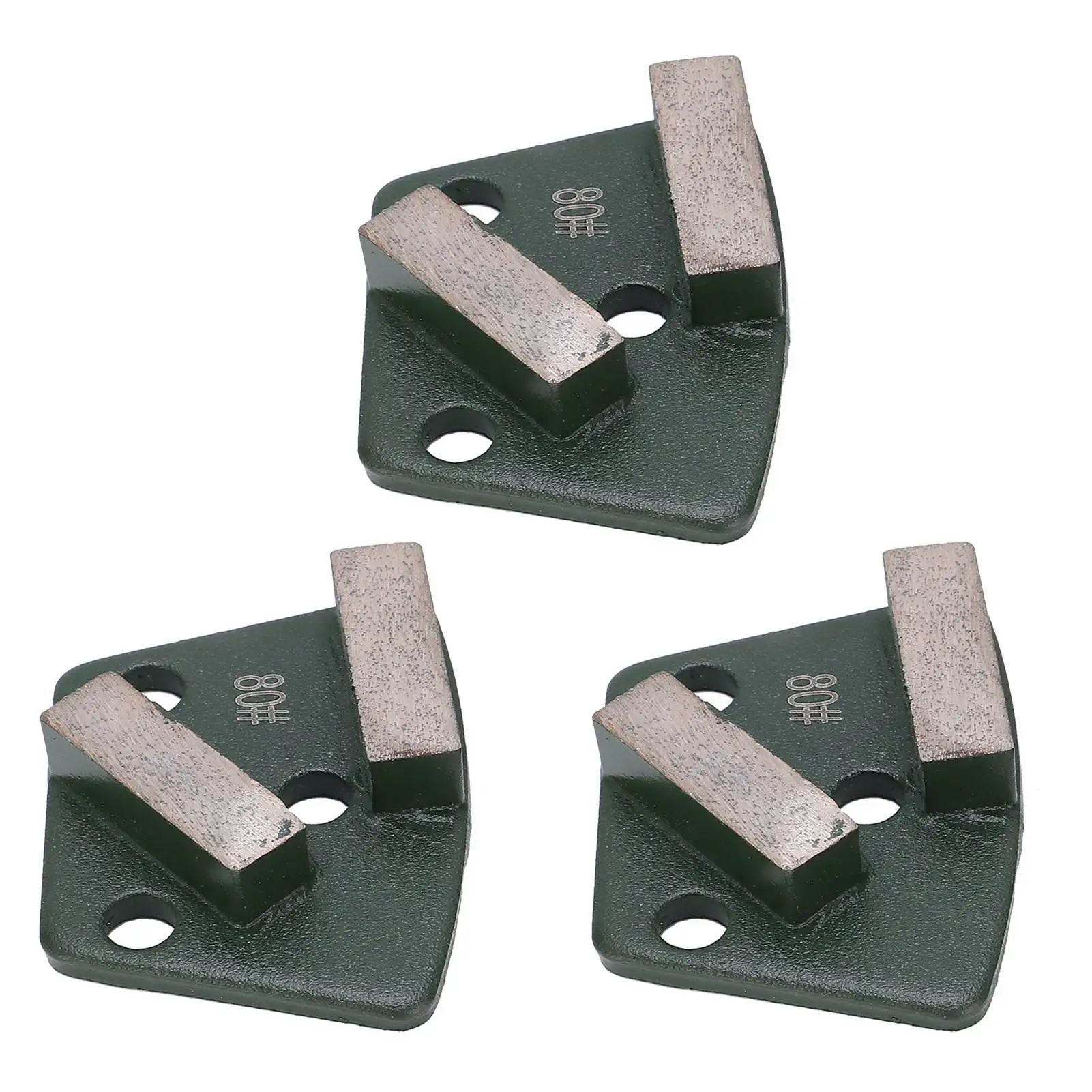 

3Pcs Diamond Grinding Shoes Trapezoid Concrete Floor Aggreesive Cutting 2 Long Teeth Green 80# Grinding Apparatus Abrasive Tools