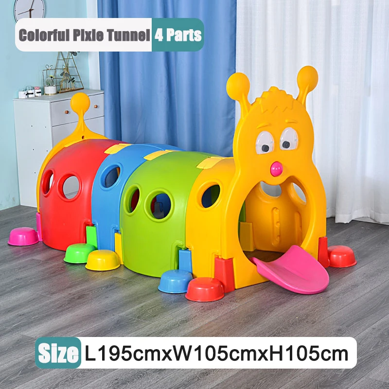 Hot Sale Plastic Elf Tunnel Kindergarten Preschool Kids Toys Baby Crawling Spliceable Color Caterpillar Tunnel For Children