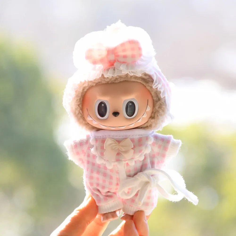 Mini ropa de muñeca de peluche de 15cm, accesorios de atuendo para muñecas de ídolo Kpop Exo Labubu de Corea, pijama a cuadros, traje, ropa DIY, regalo para niños