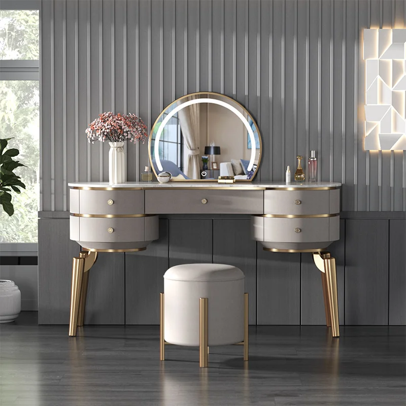 

Wood Desings Dresser Cabinet Luxury Aesthetic Storage Makeup Dressing Table Bedroom Modern Tocador Maquillaje Salon Furniture