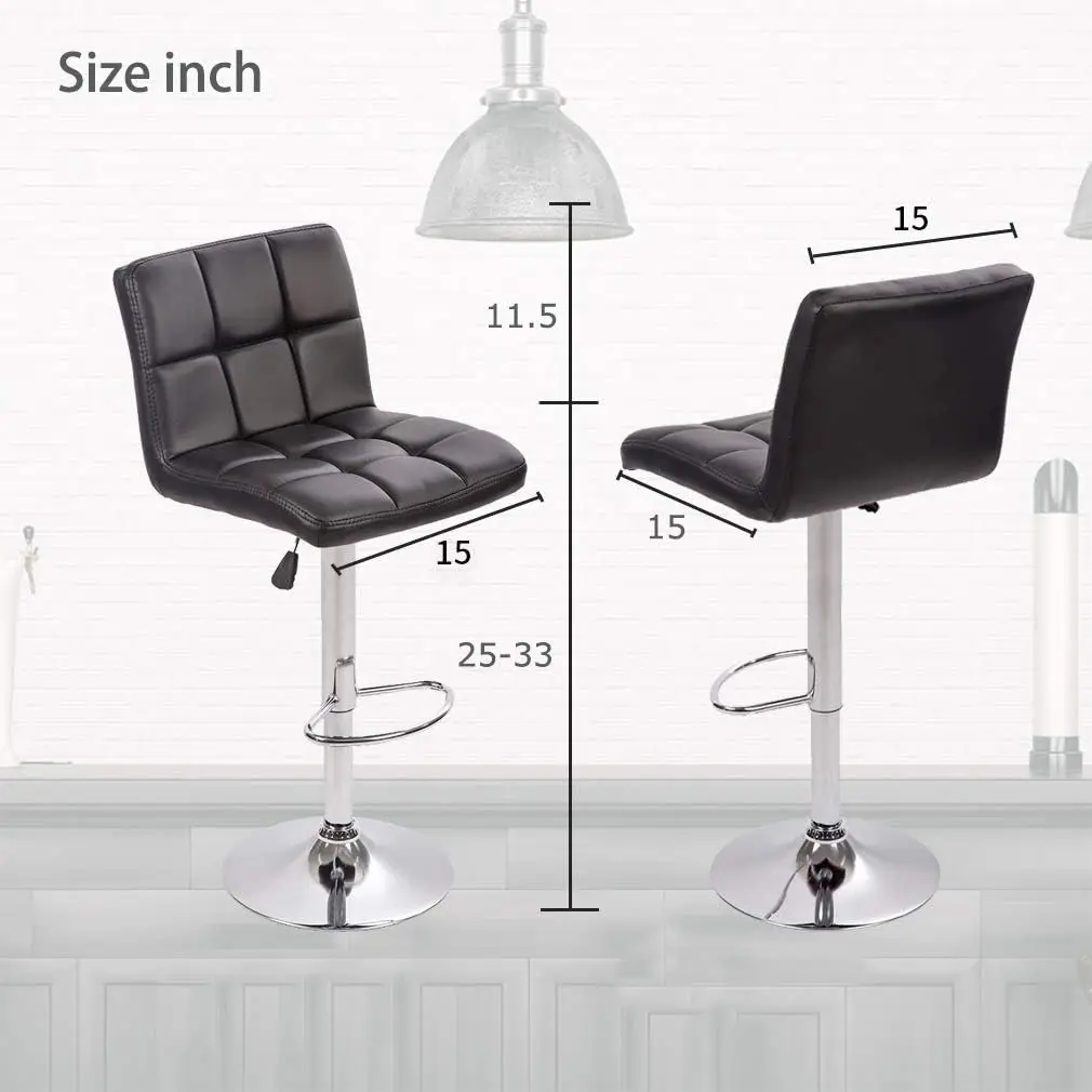 Barhocker Bar stühle Gegen höhe verstellbarer Dreh hocker mit Rücken pu Leder Küchen hocker 2er-Set Esszimmer