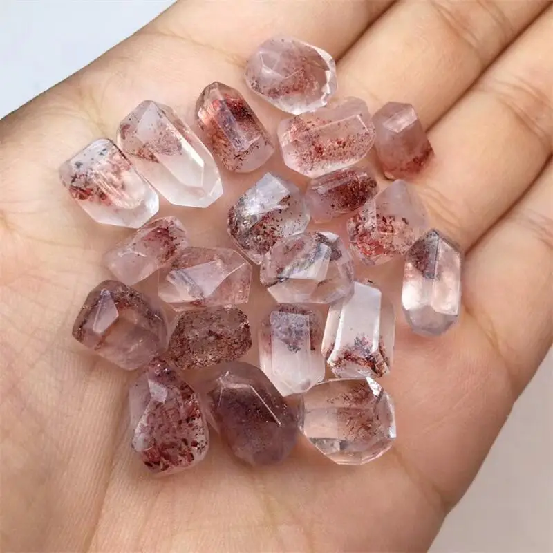 2PCS Natural Gold Strawberry Quartz Freeform Carving Healing Reiki With Hole Fashion Gemstone Jewelry For Friends Gift 9-13MM