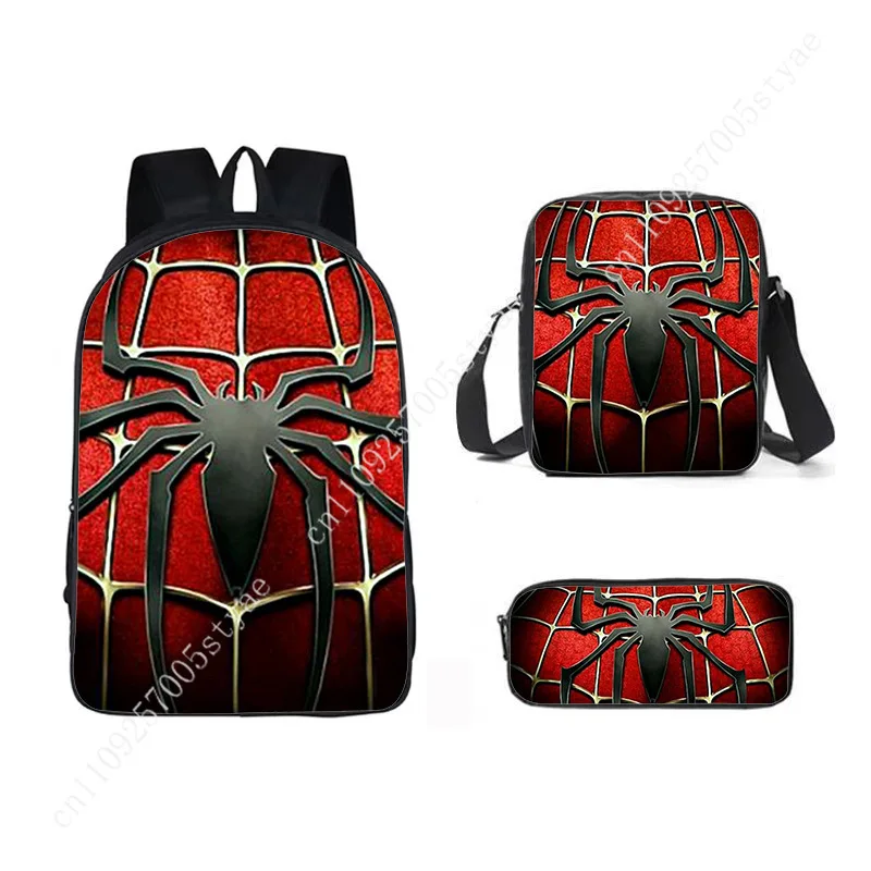 New Marvel Spider-Man & Avengers Merchandise: Streetwear-Style 3-Piece Backpack Set (Cartoon Design)