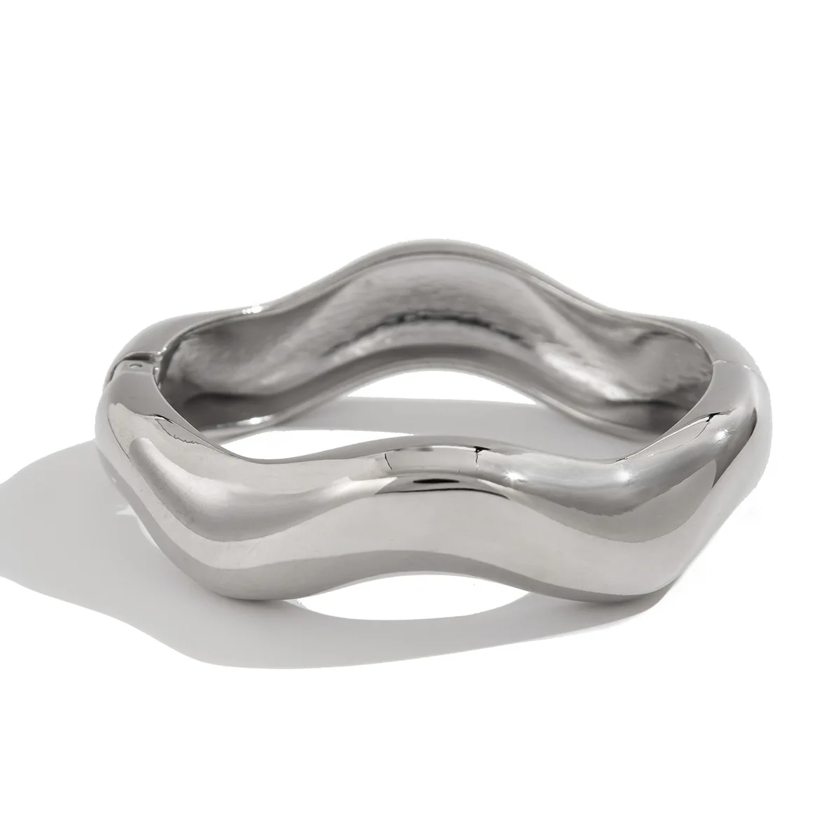 Silver Color Geometric Metal Wide Cuff Bangles for Women Men Exaggerated Resin Charms Bracelet Party Jewelry Gifts