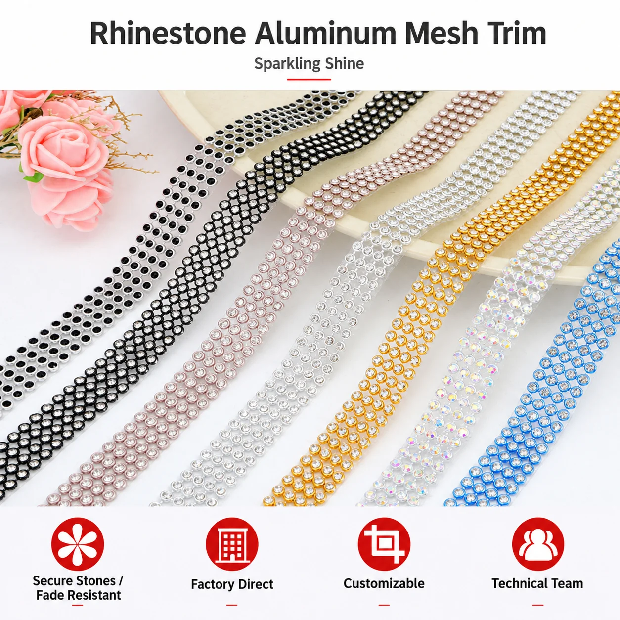 Garment Sewing Rhinestone Inlay Technique Heat Transfer Rhinestone Iron-On Rhinestone Strip Delicate For Shoes Bag Decoration