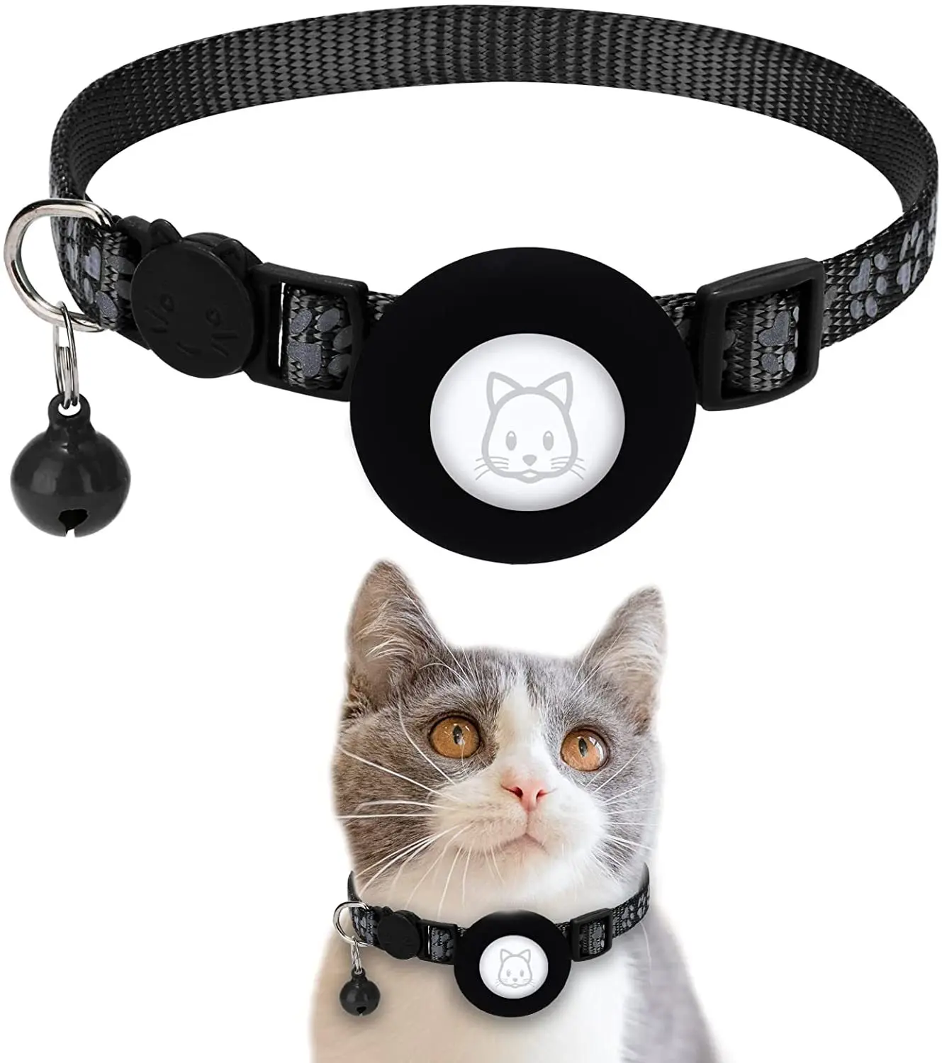 

For Apple Airtag Case Cat Collar With Bell Reflective Nylon Collar For Dog GPS Finder Anti-lost Location Tracker Pet Products