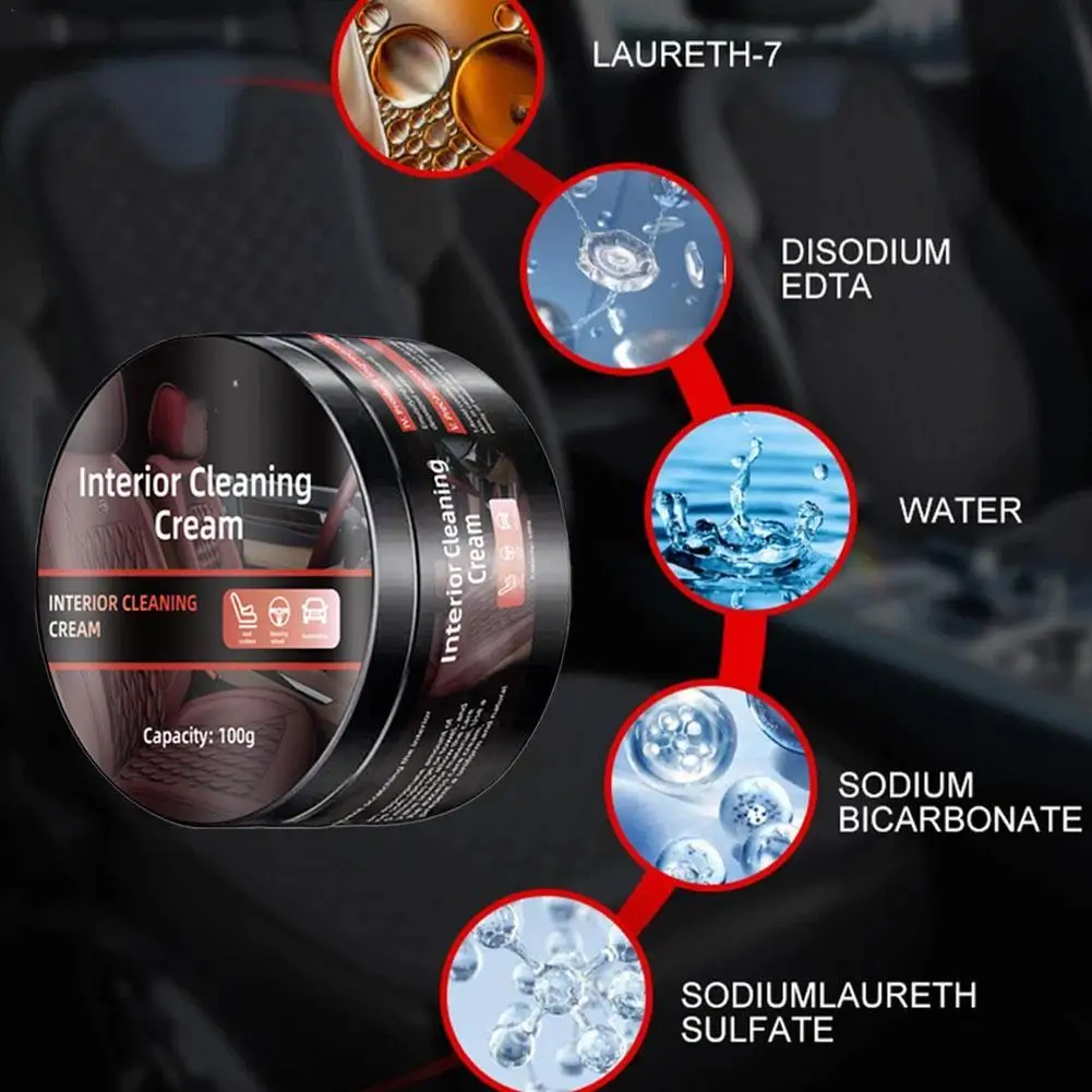  منظف وبلسم داخلي للسيارة 4 في 1، معجون مانع للشطف ومزيل البقع العميقة للحماية للواقع والمقاعد والجلد المدبوغ والسلع المنزلية #1