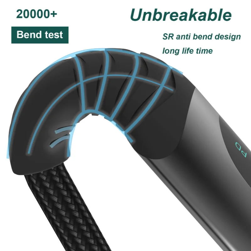 100W 6A USB A to Type C Nylon Braided Charging Cable Digital Power Display Stable Data Transfer Cord Wear Resistant Woven Line