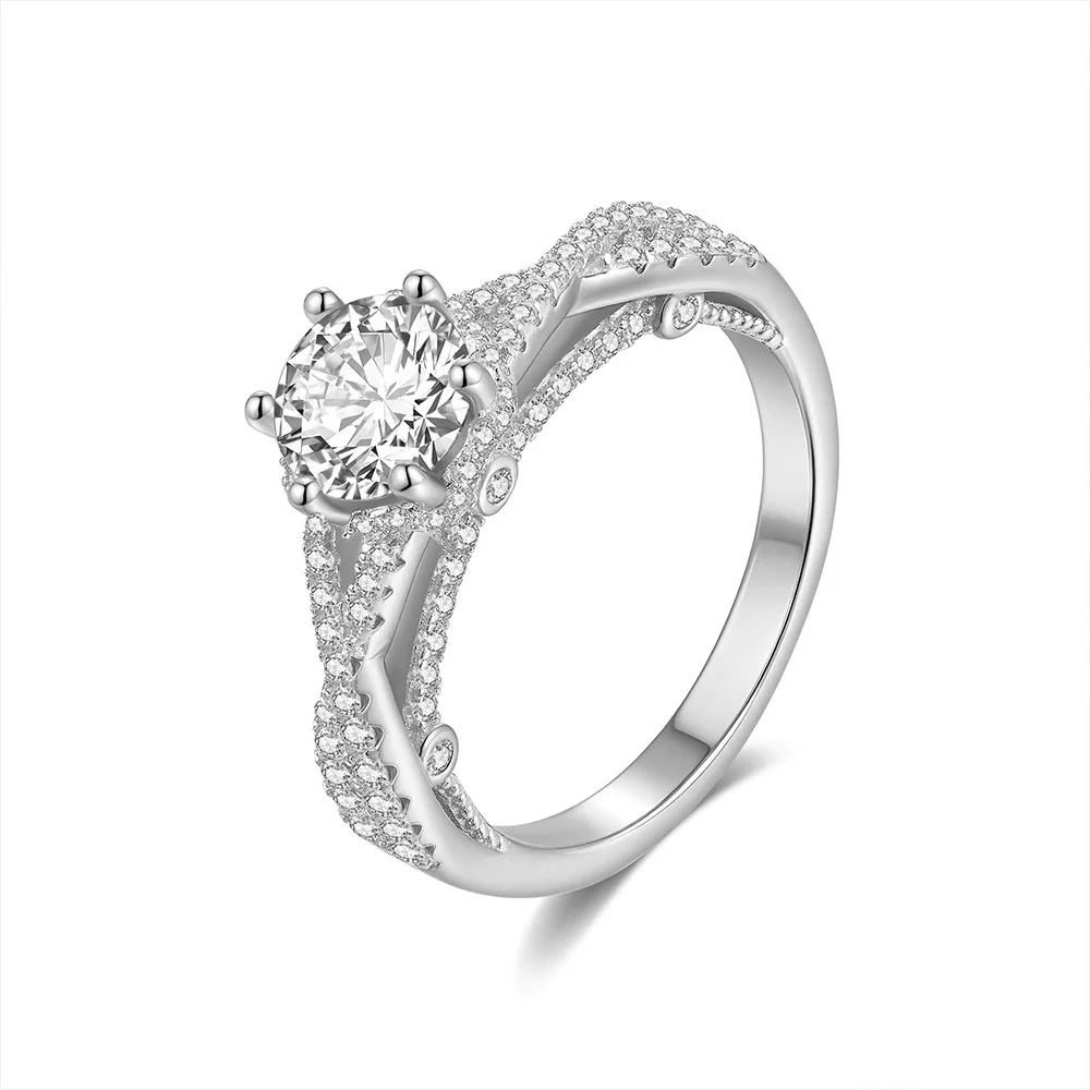 

1 карат VVS1 D Цвет Муассанит Кольцо S925 Посеребренное 18-каратное Золото Изысканное Обручальное Кольцо для Дня Святого Валентина Рождественский Подарок