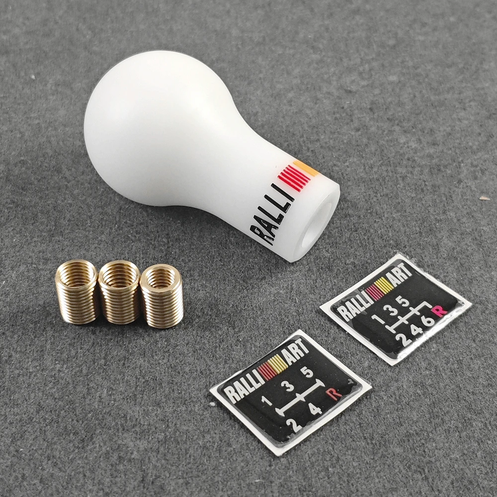 Schwarz/Weiß Kunststoff Universal Ralliart Auto Auto Racing Manueller Schaltknauf mit 3 Adaptern für Mitsubishi – Detail 6