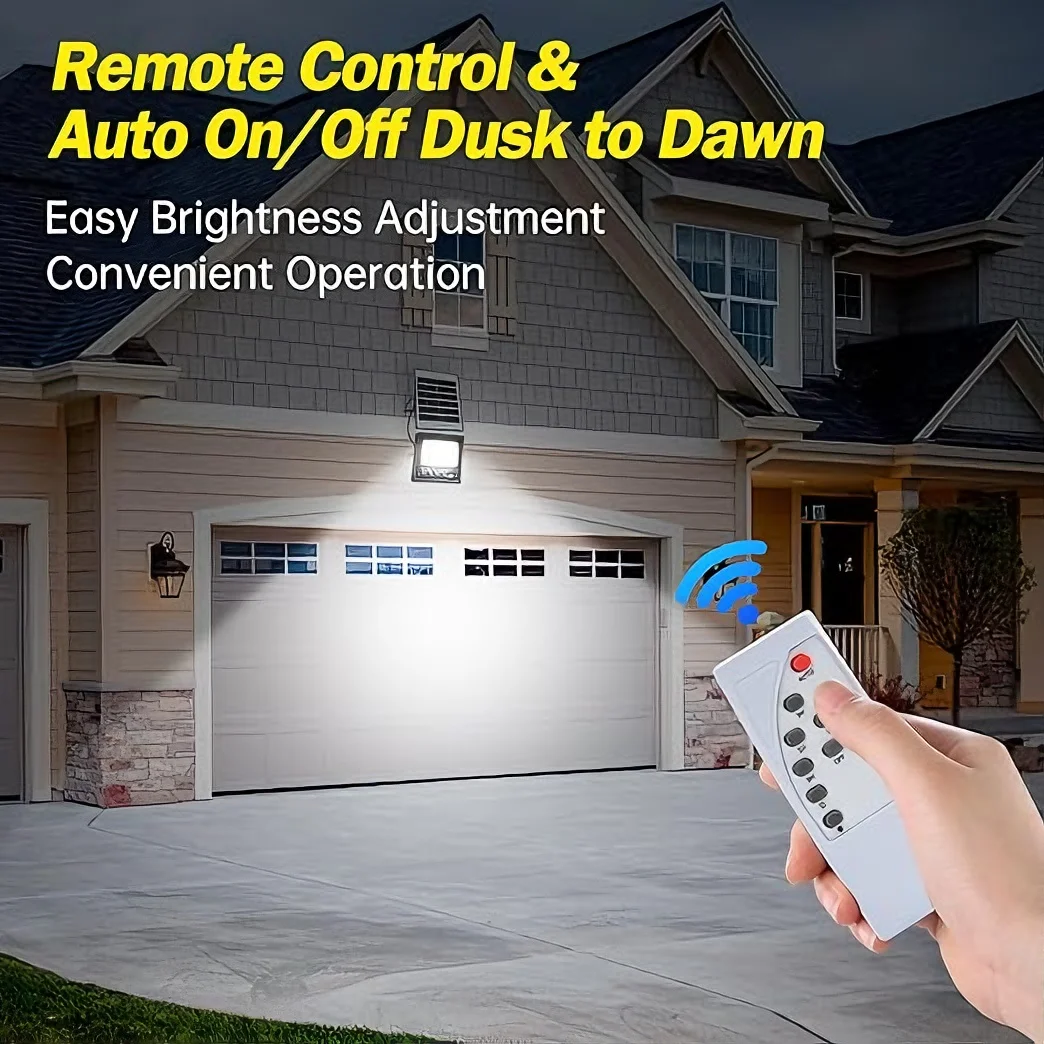 مصباح LED مقاوم للماء IP67 خارجي يعمل بالطاقة الشمسية مع جهاز تحكم عن بعد، بطارية كبيرة، إضاءة أمنية للشارع في ساحة الحديقة