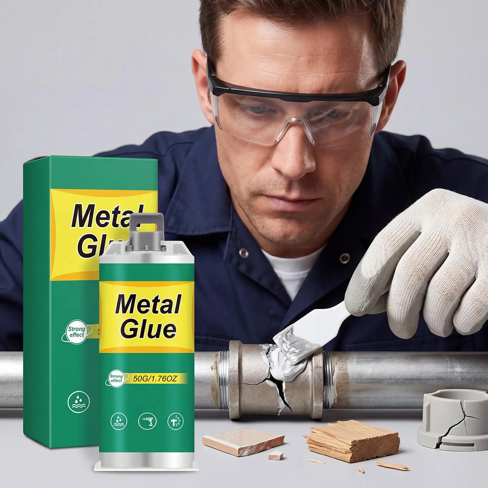 High Strength Metal Glue 50g Welding Repair Adhesive For Metal Wood Glass Ceramic Concrete, Home Outdoor Industrial ﻿