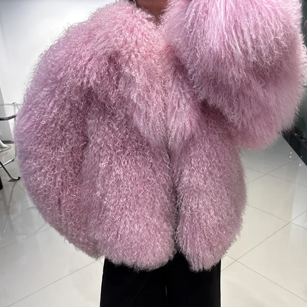 YOLOAgain 2025 Winter Warm Women's Real Mongolia Sheep Fur Jacket Plus Size 8XL Sheep Fur Coat