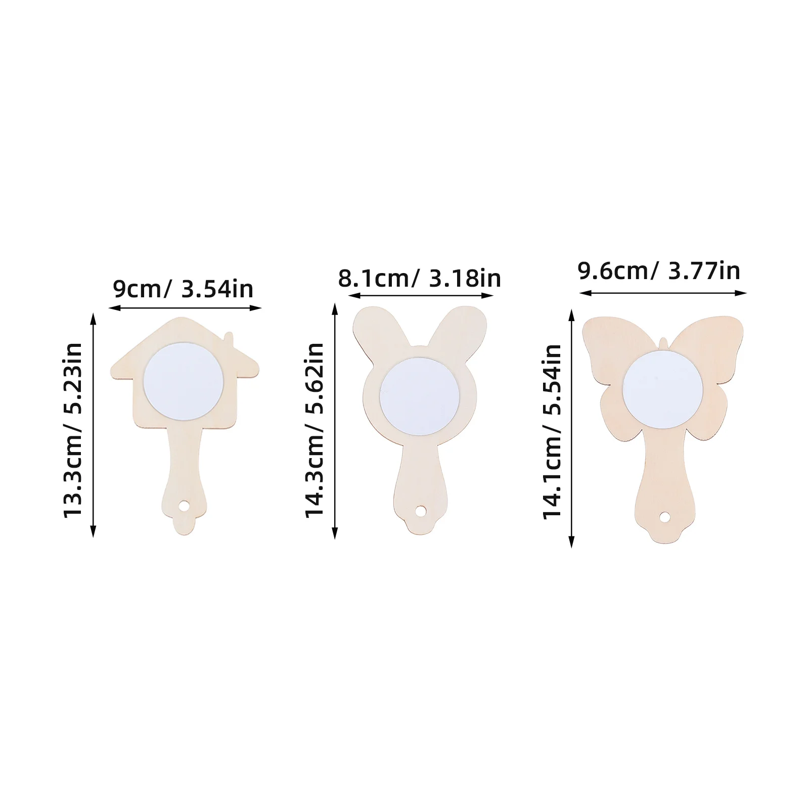 12 Espelhos de Mão de Madeira DIY para Crianças, Espelhos de Artesanato Não Acabados para Pintura e Habilidades Criativas