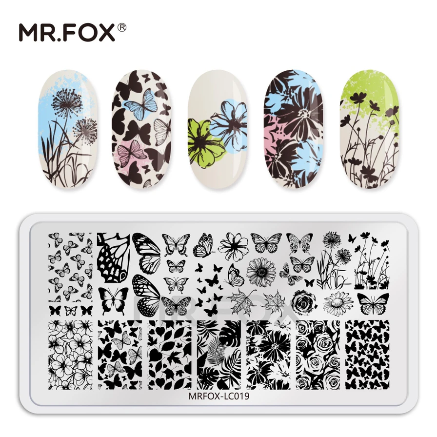 Bear Butterfly Summer Nail Stamping Lace Pattern Nail Art Image Template Manicure Stencil Tool 6.5*12.5cm