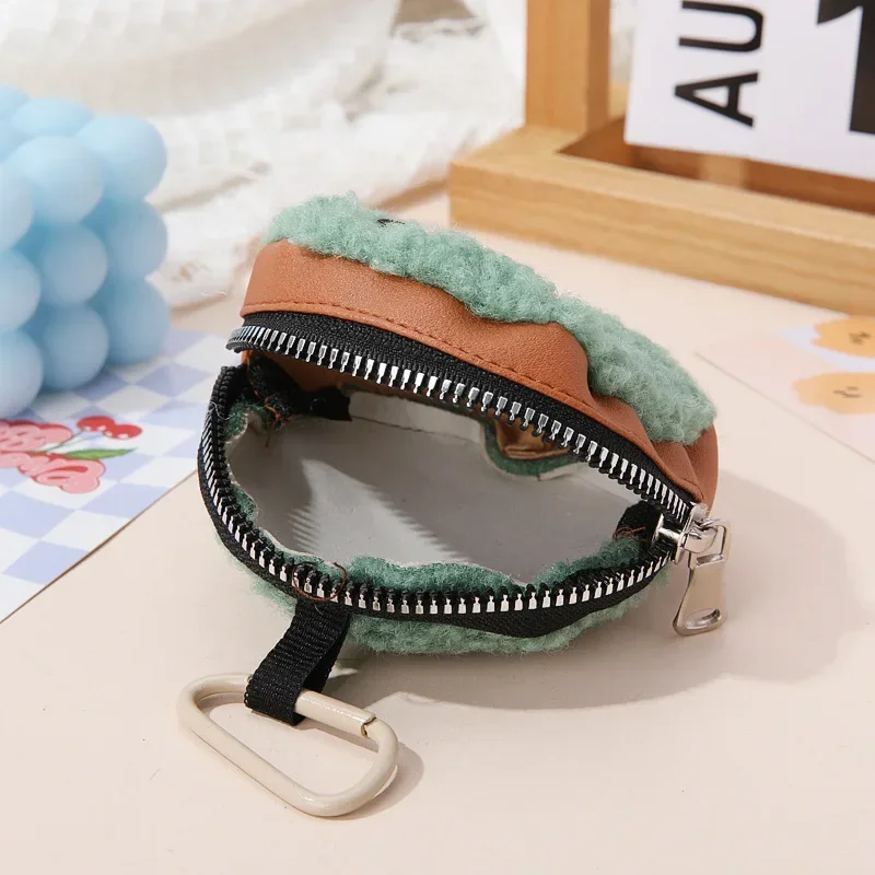 Autumn Winter Plush Embroidery Key Bag Fashion Earphone Bag Coin Purse Pendant Mini Multi-function Universal Card Bag Simple