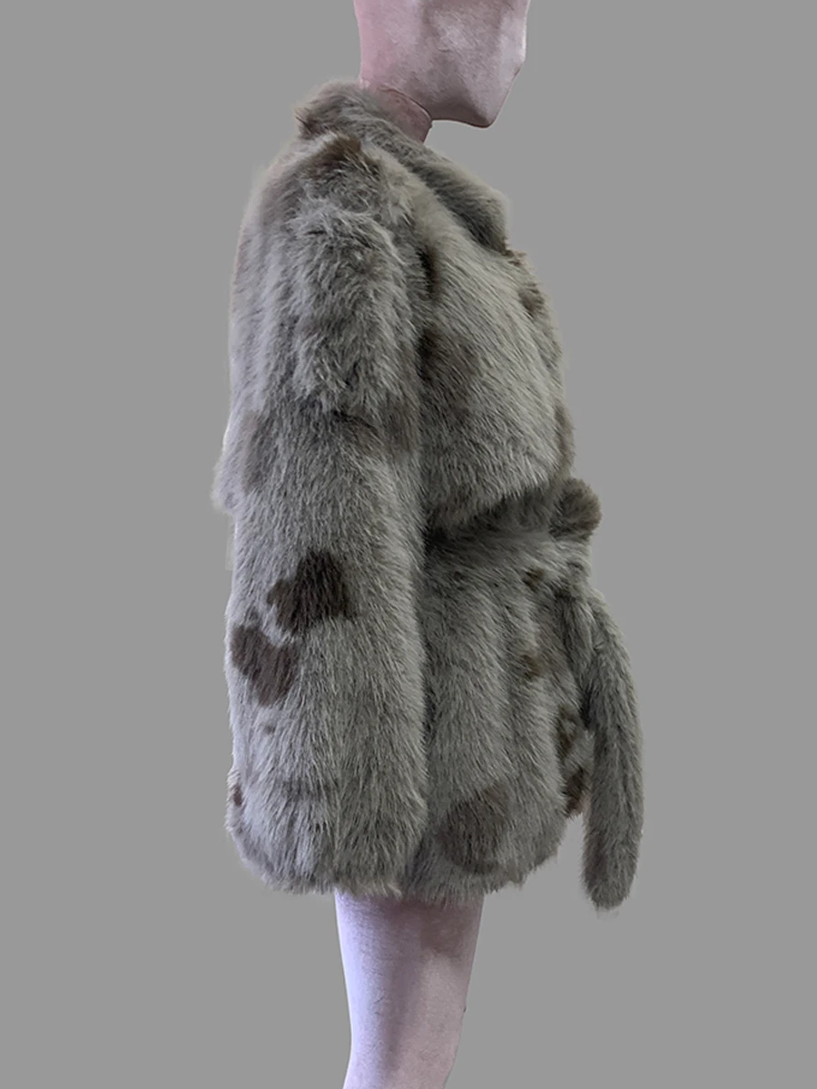 Nerazzurri Autumn Winter Oversized Thick Warm Shaggy Hairy Gray Spots Colorful Camouflage Faux Fur Coat Women Fluffy Jacket