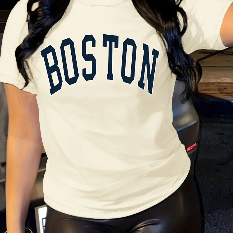 

Бостонская женская футболка с 3D принтом, повседневная летняя удобная свободная дышащая быстросохнущая футболка с короткими рукавами