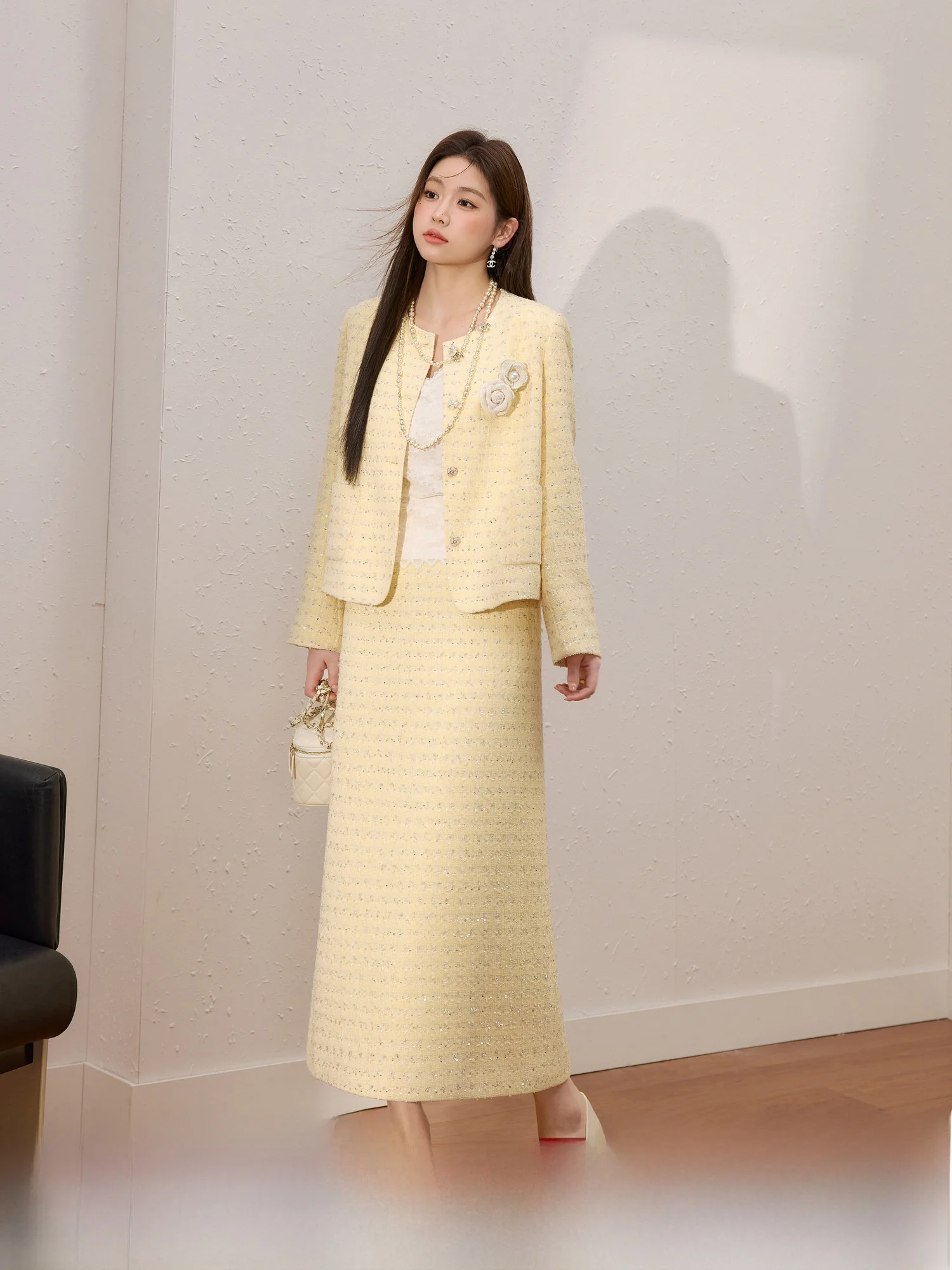 

Ele plus Size Women's Outfit with Sequin Skirt Slimming Spring Faion Set for Pear And Rectangle Body pes