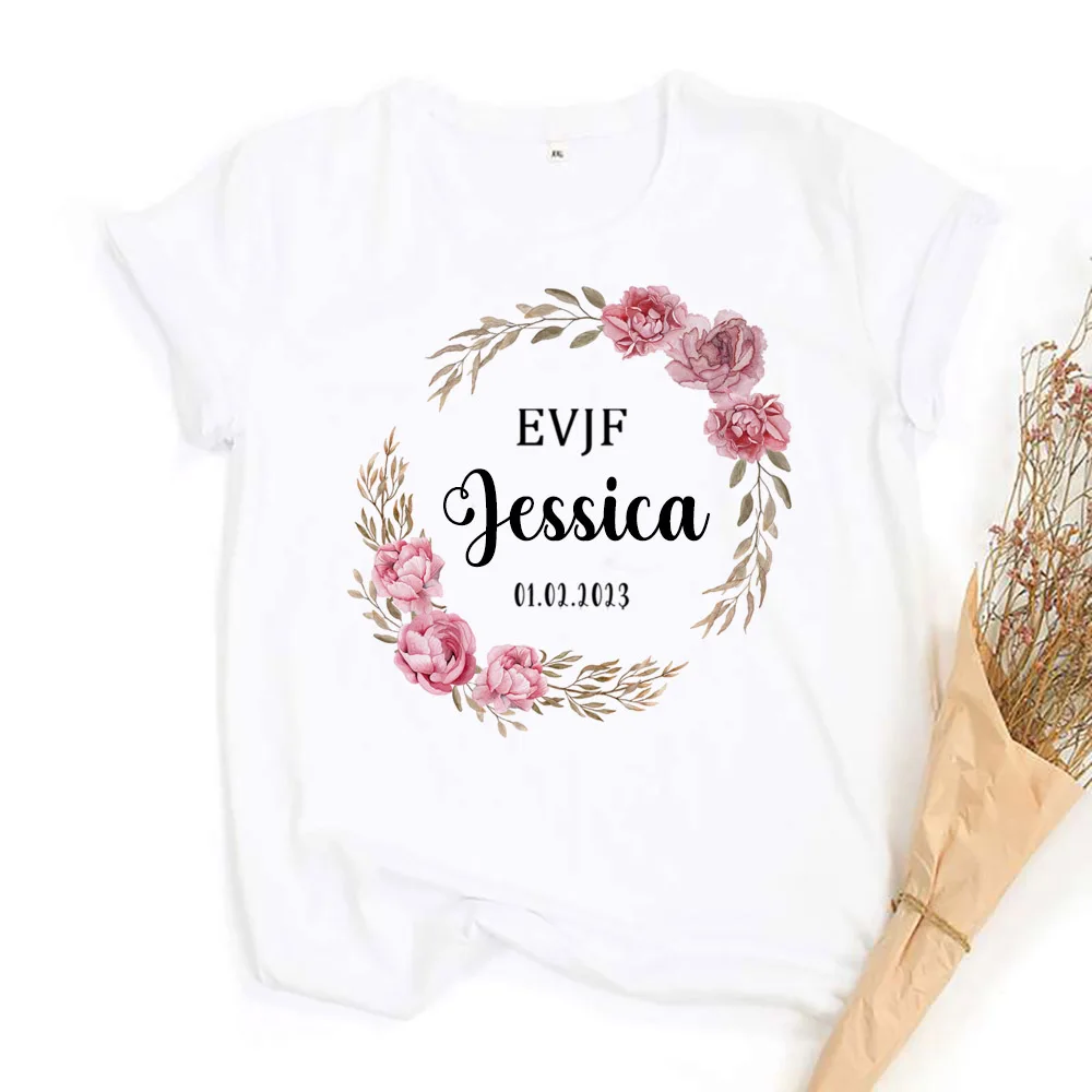 Personalised EVJF Team Bride T-shirt Bachelorette Party Graphic Tees Custom Name Bridesmaid T Shirt EVJF Wedding Engagement Tops