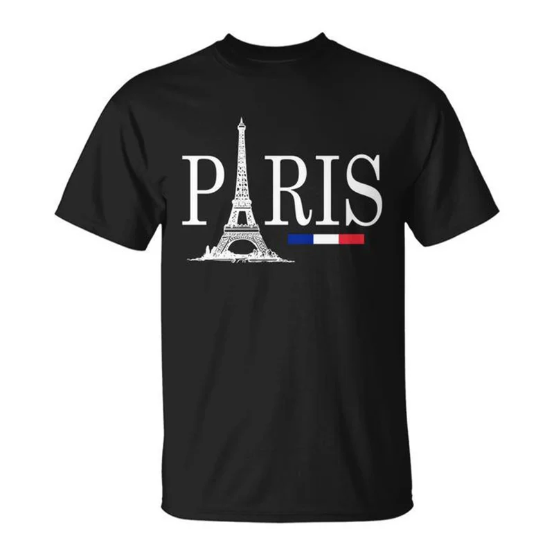 Paris Eiffel Tower Pattern T-shirt Men 3d Printed France Tees Tops Women Summer Casual Short Sleeve French Souvenir Tshirts