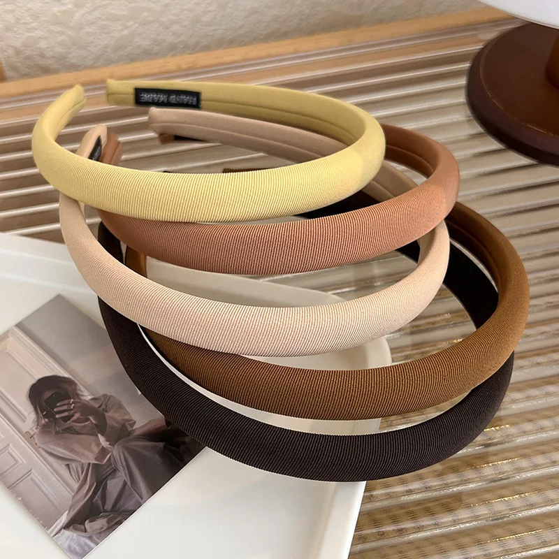 2023 New Retro Elegant Twill Thin Headband Solid Color Hair Hoop for Woman Girls Face Wash Hair Band Fashion Hair Accessories