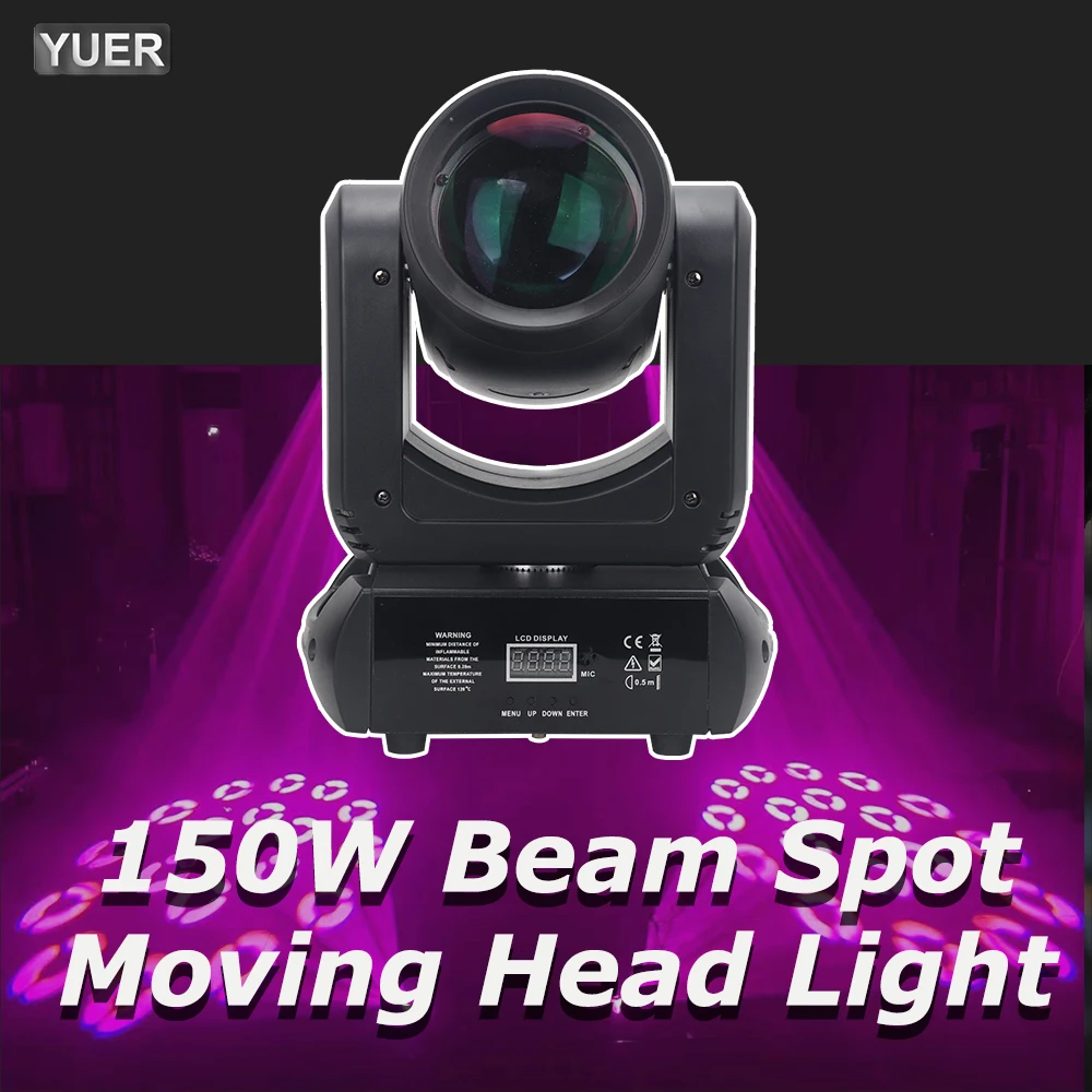 

YUER NEW Mini 150W LED Moving Head Light Beam Spot 18 Rotating Prisms Dj Dmx Stage Light Effect Light Disco Dj Bar Wedding Club