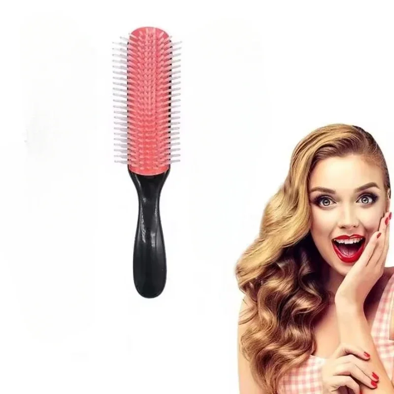 9-Row Detangling Hair Brush Detangler Hairbrush Scalp Massager Straight Wet Comb for Women Men Salon Curly hair brush