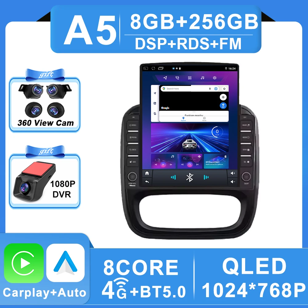 9.7 inch Auto Android Voor Renault Trafic 3 14-21 Voor Opel Vivaro B2 din Carplay GPS Navigatie intelligente Systeem Touchscreen