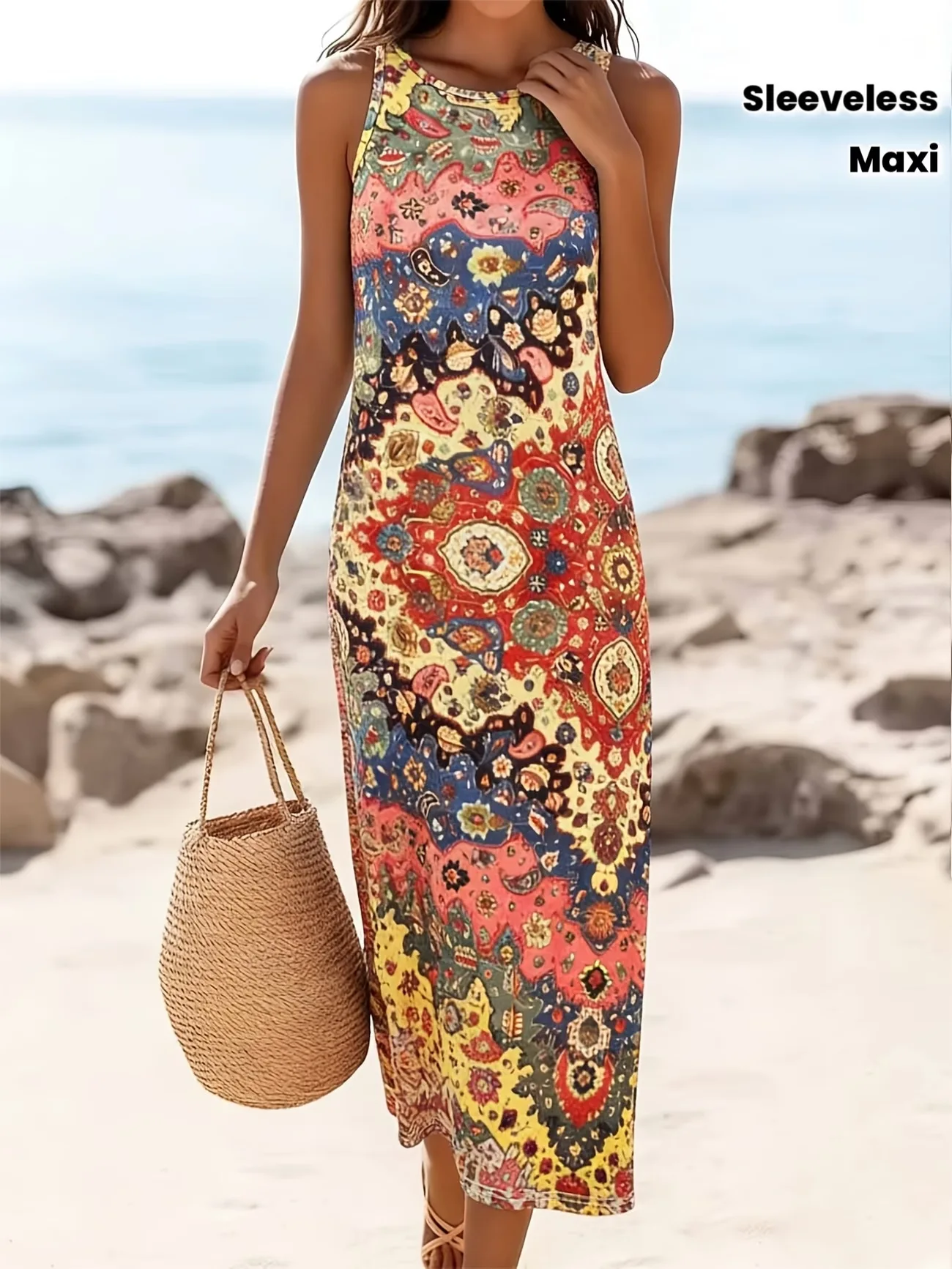 Sundress Midi Floral - Sweetheart Rustic Country Women's sleeveless Bohemian