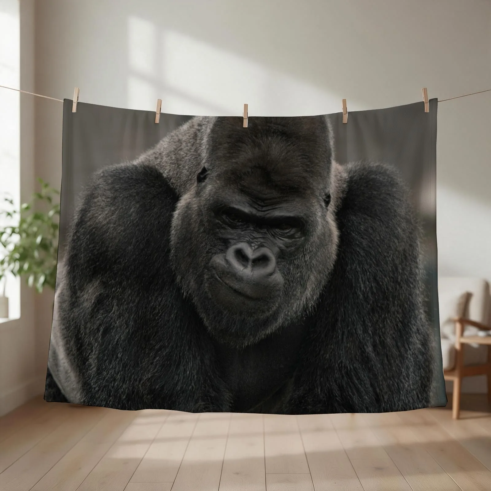 Oumbi The Silverback Gorilla's Smirk Throw Blanket blankets and throws heavy to sleep for winter Thermals For Travel Blankets