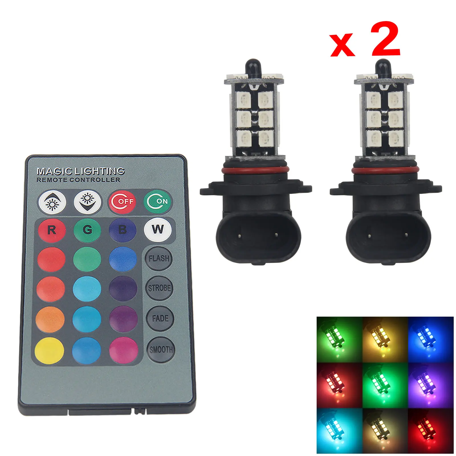 2x RGB AUTO 9005 Signal Lamp Rear Light Strobe 27 5050 SMD LED P20d Z2797