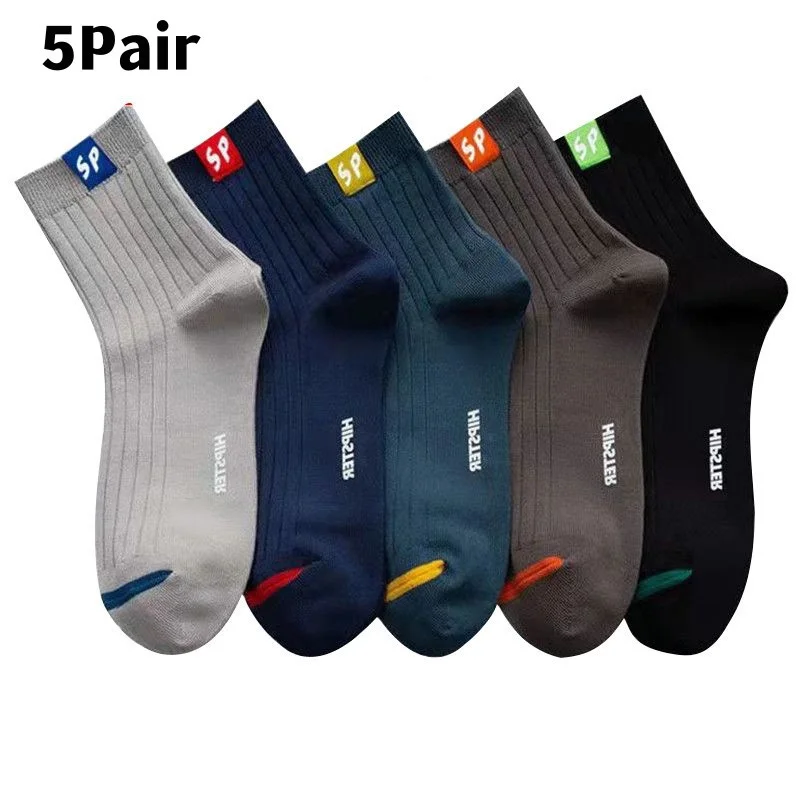 

5 Pair Bamboo Fiber Autumn Winter Men Socks Breathable Cotton Sports Sock Breathable Deodorant Business Socks Plus Size 38-47