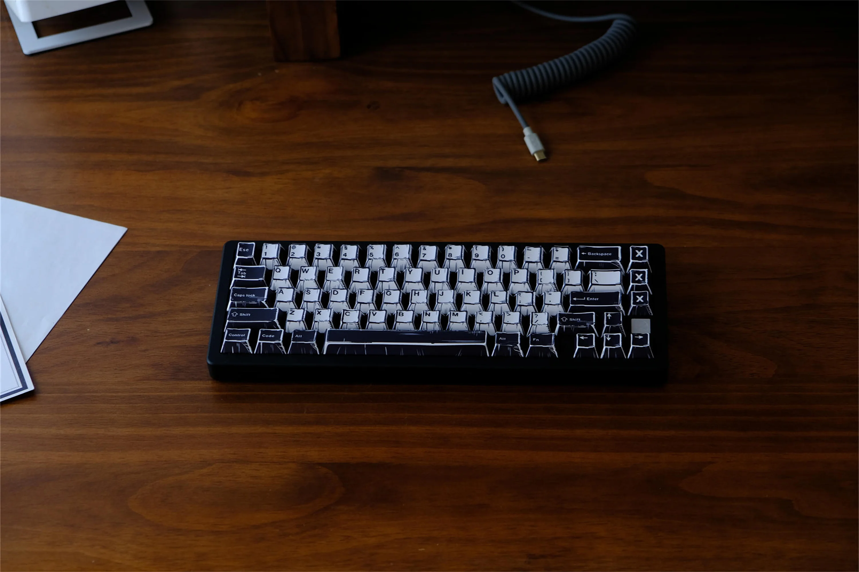 

WOB 151-Key Black White Comics Style PBT Keycaps Set Cherry Profile for MX Switch Mechanical Keyboard