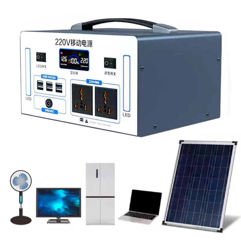 Camping outdoor solar generator portable power station 500w bank station power supply household outdoor solar portable power sta