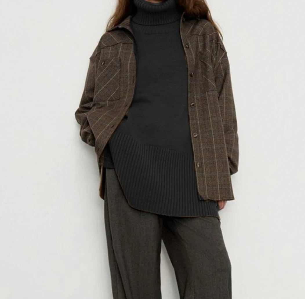 

Новый женский осенне-зимний водолазка, однотонный вязаный свитер, модный свободный крой, модные повседневные джемперы с разрезом по бокам